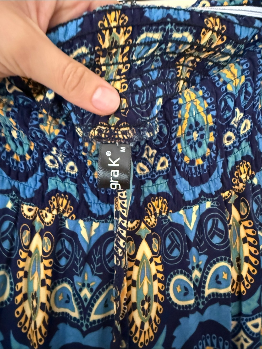 Boho Paisley Maxi Skirt Blue Tiered Festival Cottagecore Peasant Size M - Picture 7 of 8
